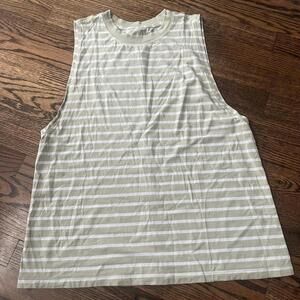 White pastel green striped sports Lululemon tank top